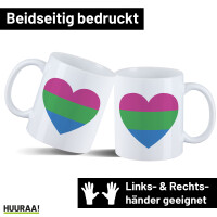 Kaffeetasse Polysexuell Pride Flagge LGBTQ Herz 330ml