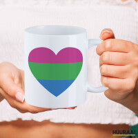 Kaffeetasse Polysexuell Pride Flagge LGBTQ Herz 330ml