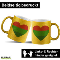 Glitzertasse Polysexuell Pride Flagge LGBTQ Herz 330ml