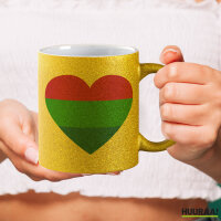 Glitzertasse Polysexuell Pride Flagge LGBTQ Herz 330ml