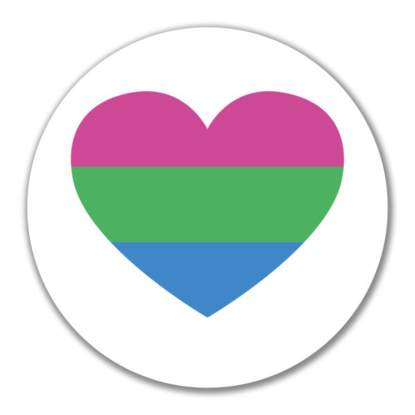 Aufkleber Polysexuell Pride Flagge LGBTQ Herz 10cm rund