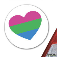 Aufkleber Polysexuell Pride Flagge LGBTQ Herz 10cm rund