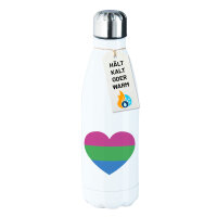 Trinkflasche Polysexuell Pride Flagge LGBTQ Herz 500ml...