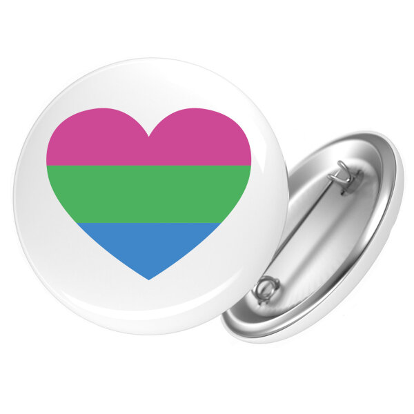 Button Polysexuell Pride Flagge LGBTQ Herz rund