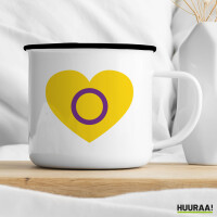 Emaille Tasse Intersex Pride Flagge LGBTQ Herz 300ml Vintage