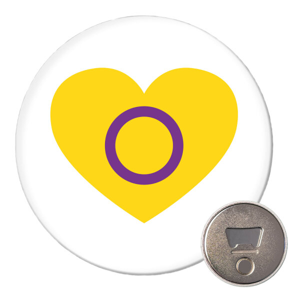 Magnet Intersex Pride Flagge LGBTQ Herz 59mm Kühlschrankmagnet