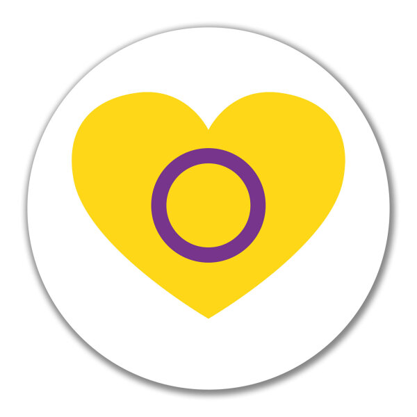 Aufkleber Intersex Pride Flagge LGBTQ Herz 10cm rund