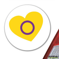 Aufkleber Intersex Pride Flagge LGBTQ Herz 10cm rund