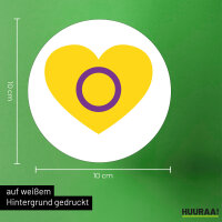 Aufkleber Intersex Pride Flagge LGBTQ Herz 10cm rund