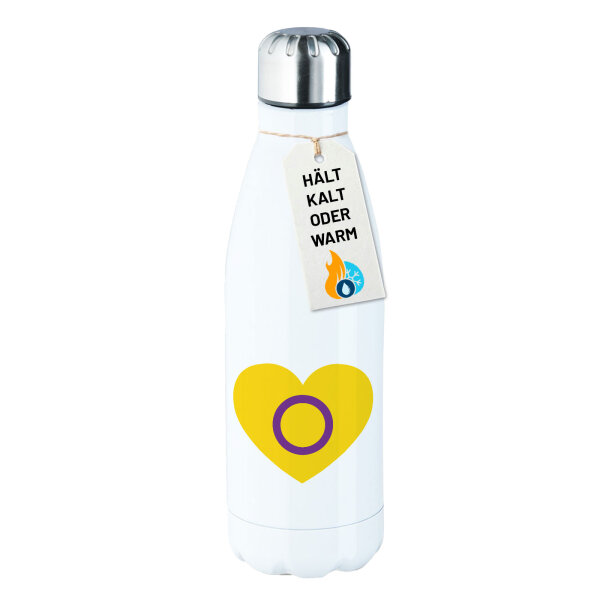 Trinkflasche Intersex Pride Flagge LGBTQ Herz 500ml Edelstahl Wasserflasche
