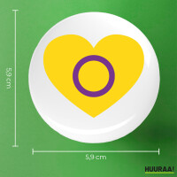 Button Intersex Pride Flagge LGBTQ Herz rund