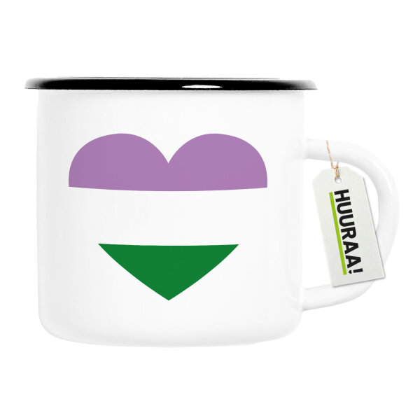 Emaille Tasse Genderqueer Pride Flagge LGBTQ Herz 300ml Vintage Emaille Becher