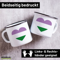 Emaille Tasse Genderqueer Pride Flagge LGBTQ Herz 300ml...