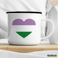 Emaille Tasse Genderqueer Pride Flagge LGBTQ Herz 300ml Vintage Emaille Becher