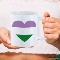 Kaffeetasse Genderqueer Pride Flagge LGBTQ Herz 330ml