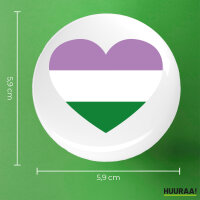 Button Genderqueer Pride Flagge LGBTQ Herz rund