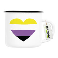 Emaille Tasse Nonbinary Pride Flagge LGBTQ Herz 300ml...