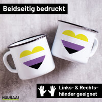 Emaille Tasse Nonbinary Pride Flagge LGBTQ Herz 300ml...