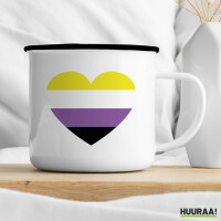 Emaille Tasse Nonbinary Pride Flagge LGBTQ Herz 300ml Vintage Emaille Becher