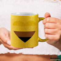 Glitzertasse Nonbinary Pride Flagge LGBTQ Herz 330ml