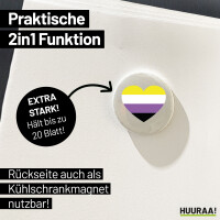 Magnet Nonbinary Pride Flagge LGBTQ Herz 59mm Kühlschrankmagnet Flaschenöffner