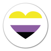 Aufkleber Nonbinary Pride Flagge LGBTQ Herz 10cm rund