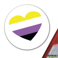 Aufkleber Nonbinary Pride Flagge LGBTQ Herz 10cm rund