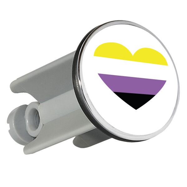 Waschbeckenstöpsel Nonbinary Pride Flagge LGBTQ Herz 4cm Abflussstopfen
