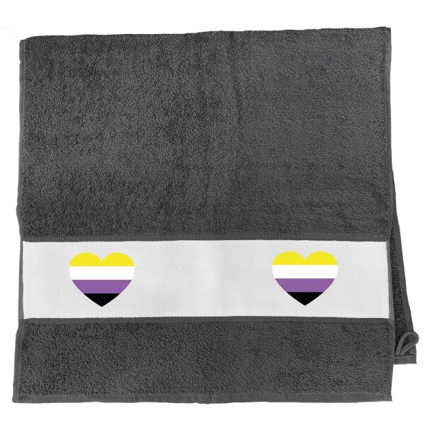 Handtuch Nonbinary Pride Flagge LGBTQ Herz 50x100cm