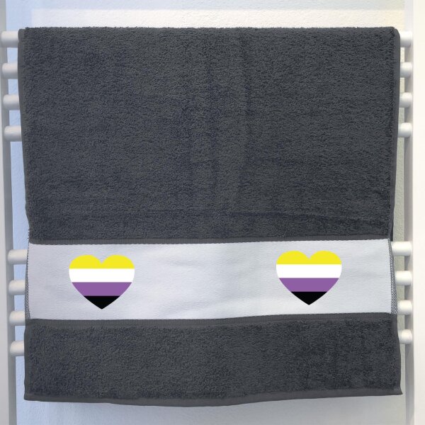Handtuch Nonbinary Pride Flagge LGBTQ Herz 50x100cm