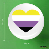 Button Nonbinary Pride Flagge LGBTQ Herz
