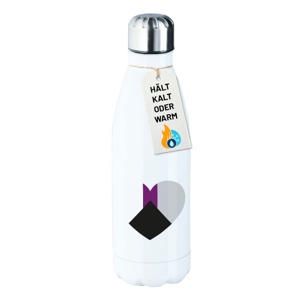 Trinkflasche Demisexuell Pride Flagge LGBTQ Herz 500ml Edelstahl Wasserflasche