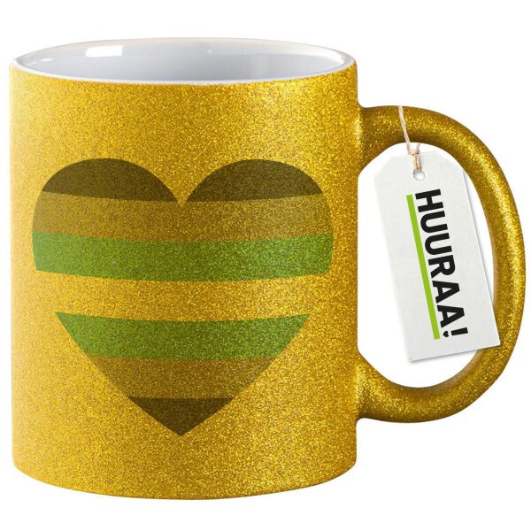 Glitzertasse Demiboy Pride Flagge LGBTQ Herz 330ml