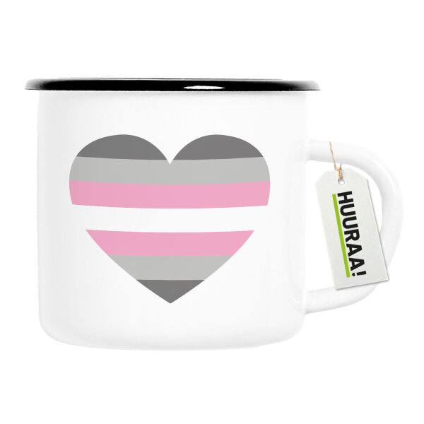 Emaille Tasse Demigirl Pride Flagge LGBTQ Herz 300ml Vintage Emaille Becher