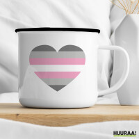 Emaille Tasse Demigirl Pride Flagge LGBTQ Herz 300ml Vintage Emaille Becher