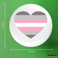 Button Demigirl Pride Flagge LGBTQ Herz rund