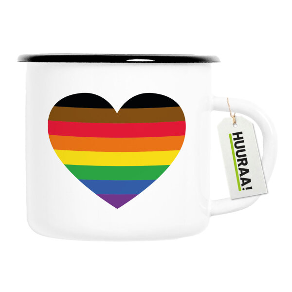 Emaille Tasse Alternative LGBT+ Pride Flagge LGBTQ Herz 300ml Vintage Emaille Becher