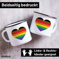 Emaille Tasse Alternative LGBT+ Pride Flagge LGBTQ Herz...