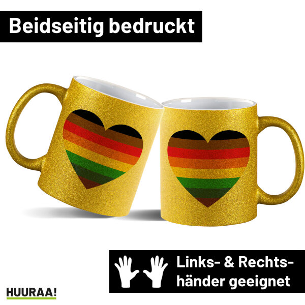 Glitzertasse Alternative LGBT+ Pride Flagge LGBTQ Herz 330ml