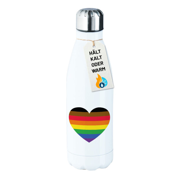 Trinkflasche Alternative LGBT+ Pride Flagge LGBTQ Herz 500ml Edelstahl Wasserflasche