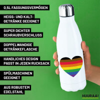 Trinkflasche Alternative LGBT+ Pride Flagge LGBTQ Herz 500ml Edelstahl Wasserflasche