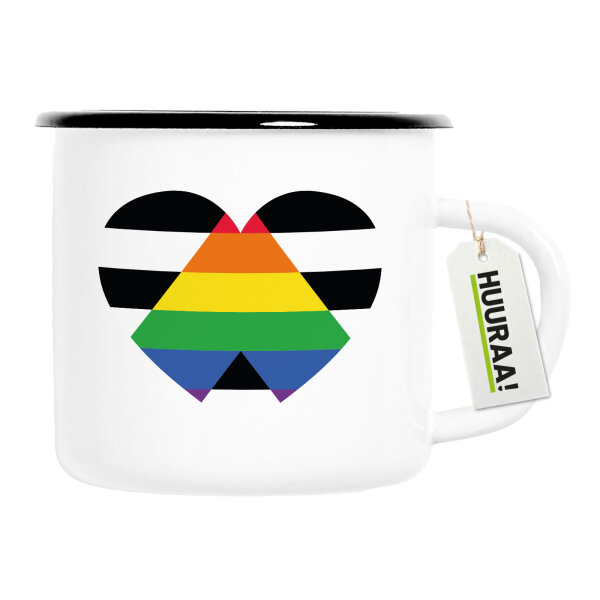 Emaille Tasse Straight Ally Flagge LGBTQ Herz 300ml Vintage Emaille Becher