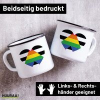 Emaille Tasse Straight Ally Flagge LGBTQ Herz 300ml...