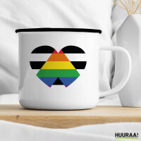 Emaille Tasse Straight Ally Flagge LGBTQ Herz 300ml Vintage Emaille Becher