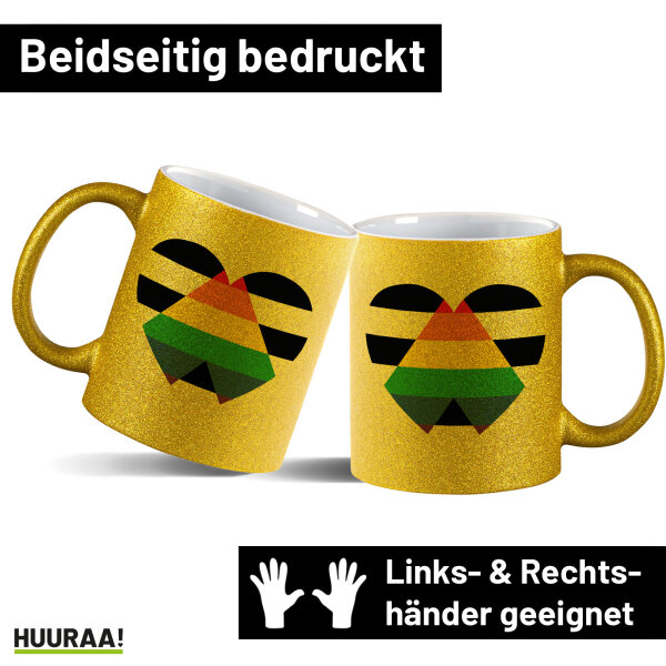 Glitzertasse Straight Ally Flagge LGBTQ Herz 330ml