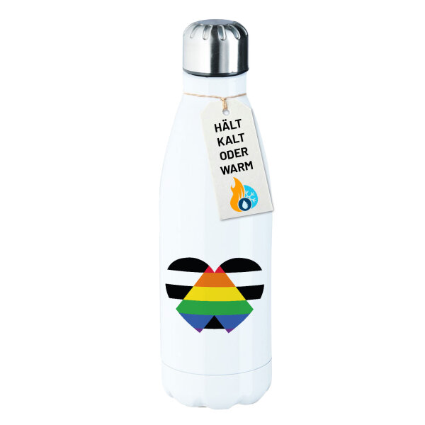 Trinkflasche Straight Ally Flagge LGBTQ Herz 500ml Edelstahl Wasserflasche