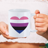 Kaffeetasse Genderfluid Pride Flagge LGBTQ Herz 330ml