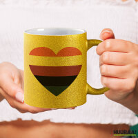 Glitzertasse Genderfluid Pride Flagge LGBTQ Herz 330ml