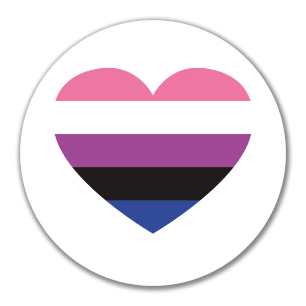 Aufkleber Genderfluid Pride Flagge LGBTQ Herz 10cm rund