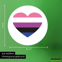 Aufkleber Genderfluid Pride Flagge LGBTQ Herz 10cm rund